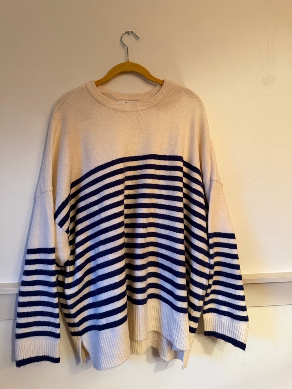 Belle Isle by Torrid Cream & Navy Striped Oversized Sweater